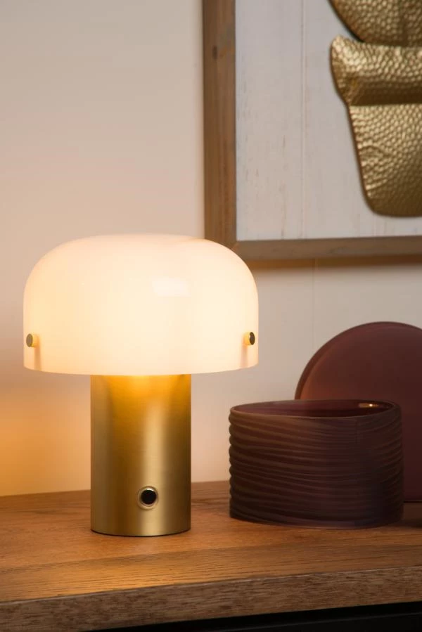 Lucide TIMON - Table lamp - 1xE14 - 3 StepDim - Matt Gold / Brass - ambiance 2